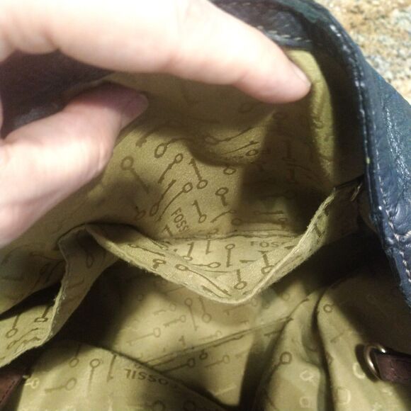 Fossil Black and Brown Pebble Leather Women's Tote Shoulder Bag - Picture 14 of 16